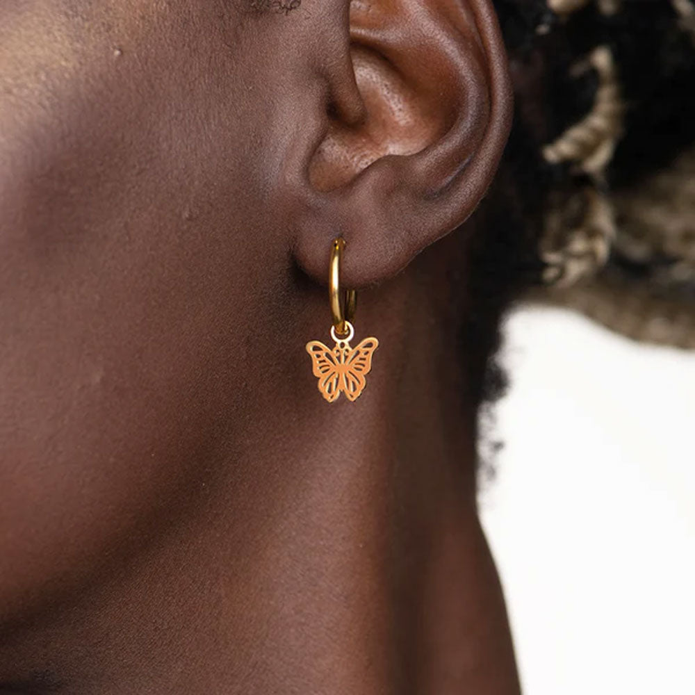 Sylvia Butterfly Hoop Drop Earrings