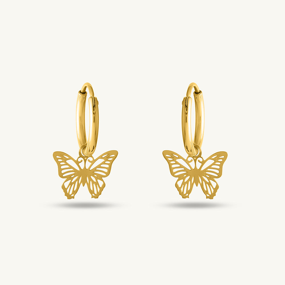 Sylvia Butterfly Hoop Drop Earrings