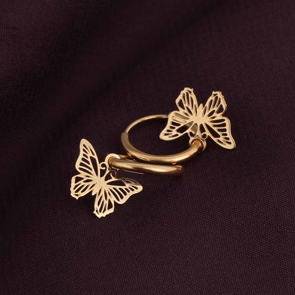 Sylvia Butterfly Hoop Drop Earrings