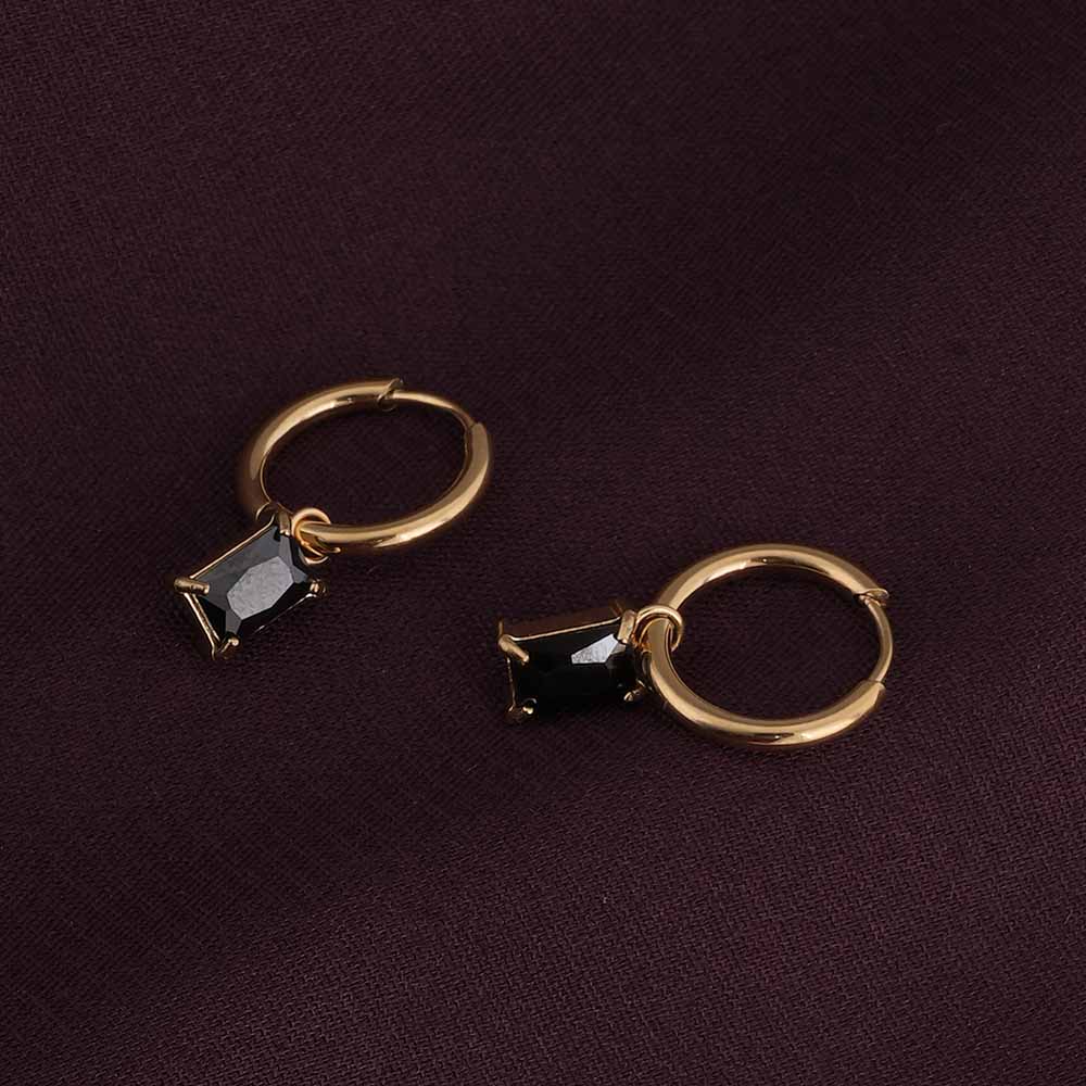 Black Stone Drop Earrings