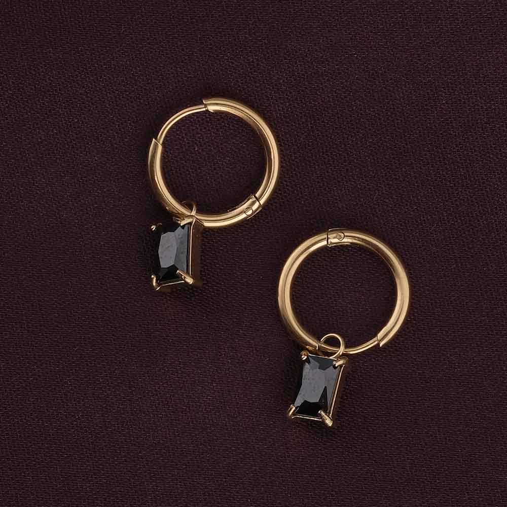 Black Stone Drop Earrings