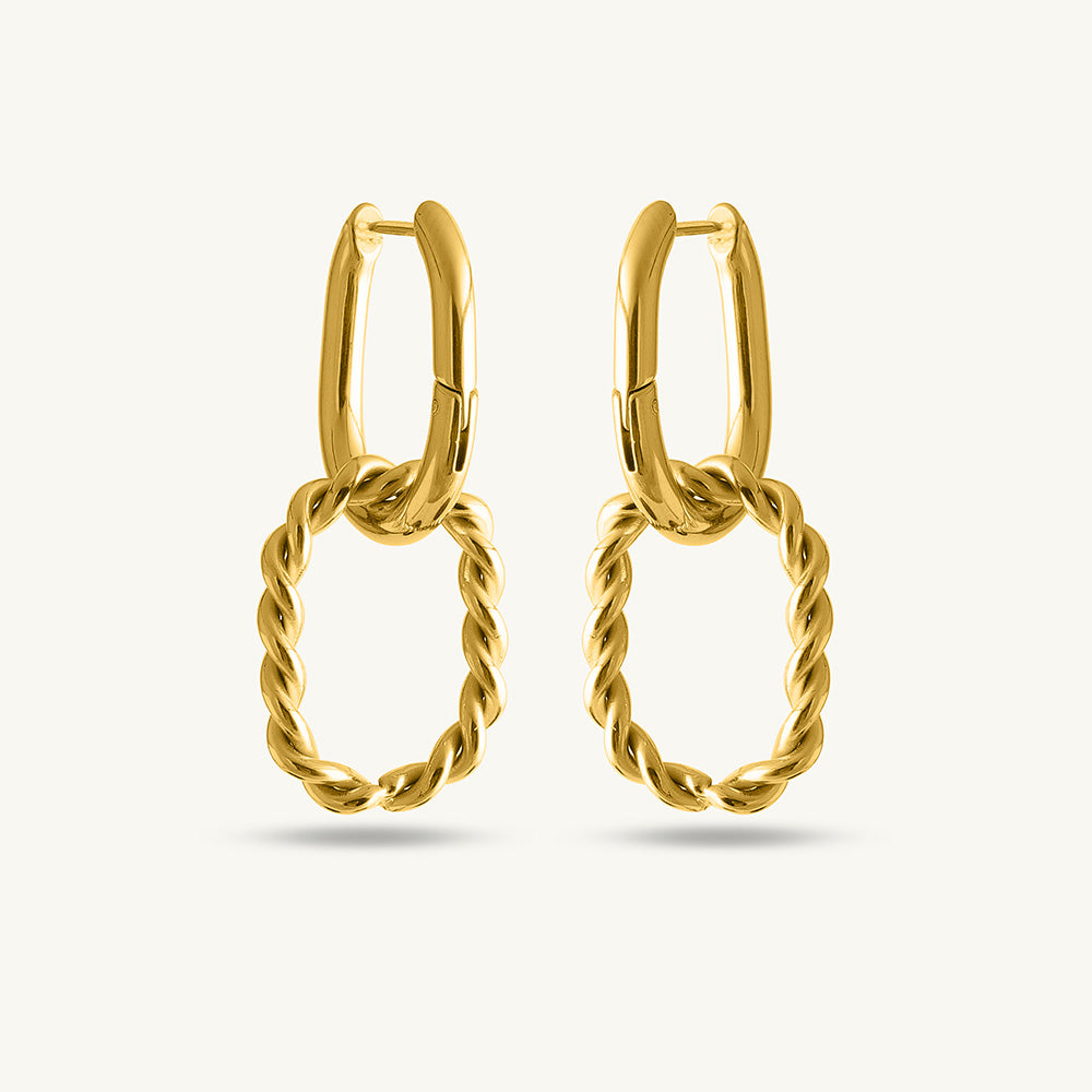 Double Rings Hoop Drop Earrings