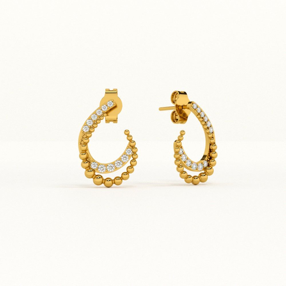 Almond Stones Half Hoop Earrings
