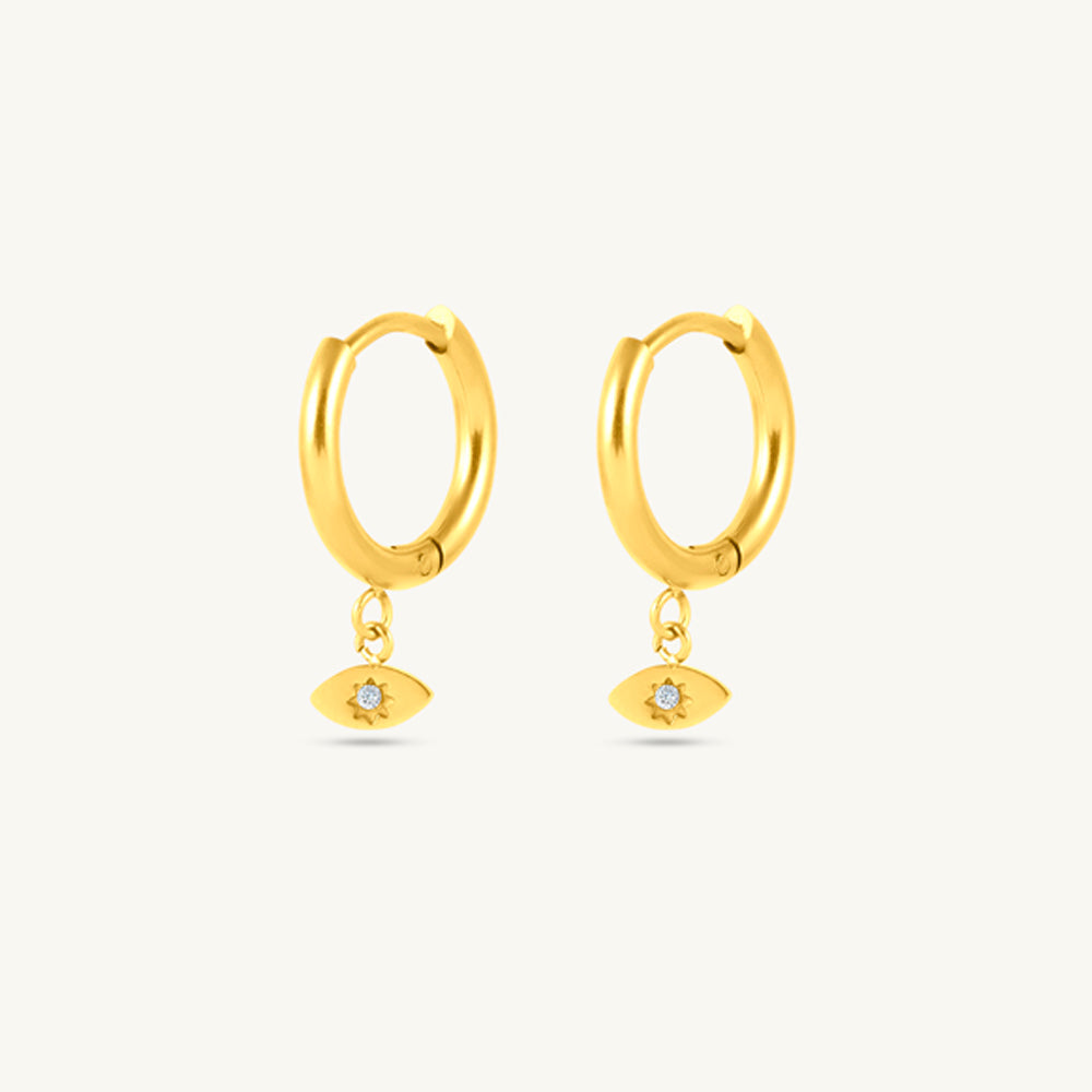 Tiny Iris Star Drop Hoop Earrings – GOLD