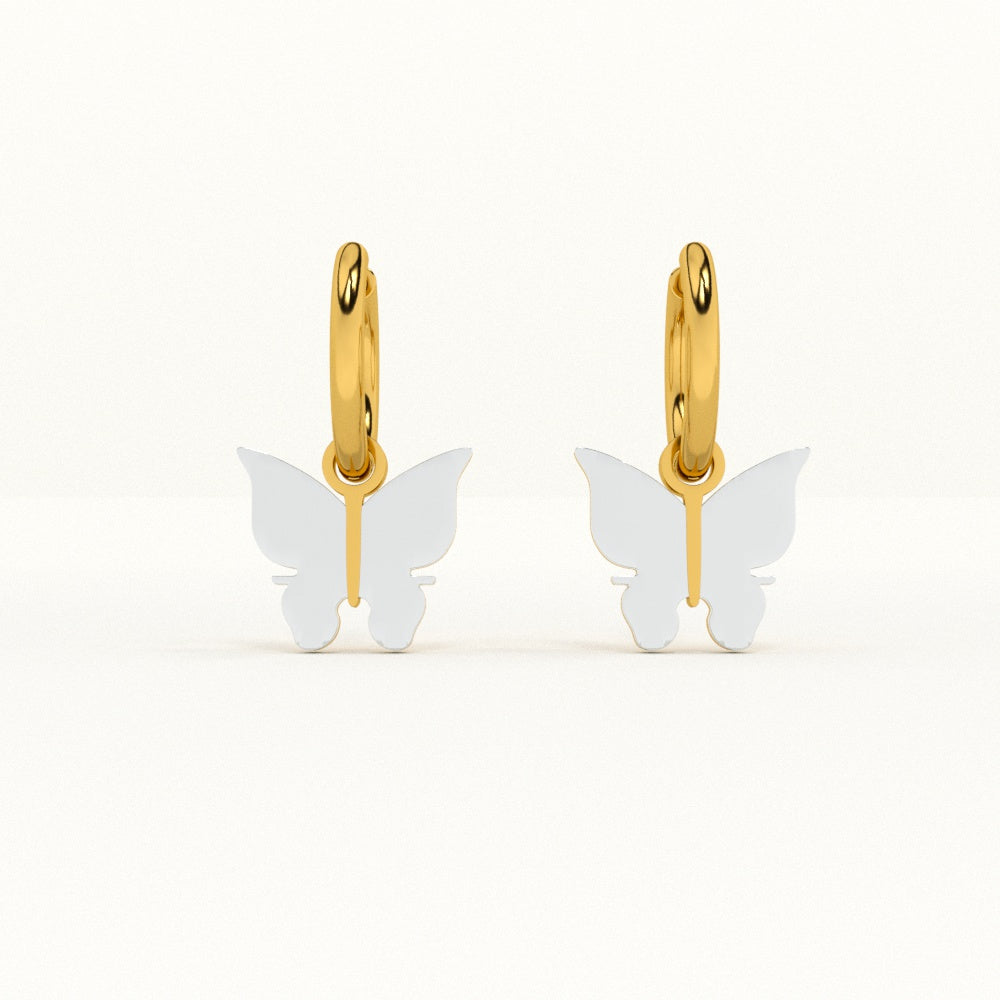 Annabelle Butterfly Drop Hoop Earrings – GOLD