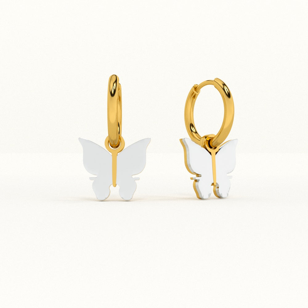 Annabelle Butterfly Drop Hoop Earrings