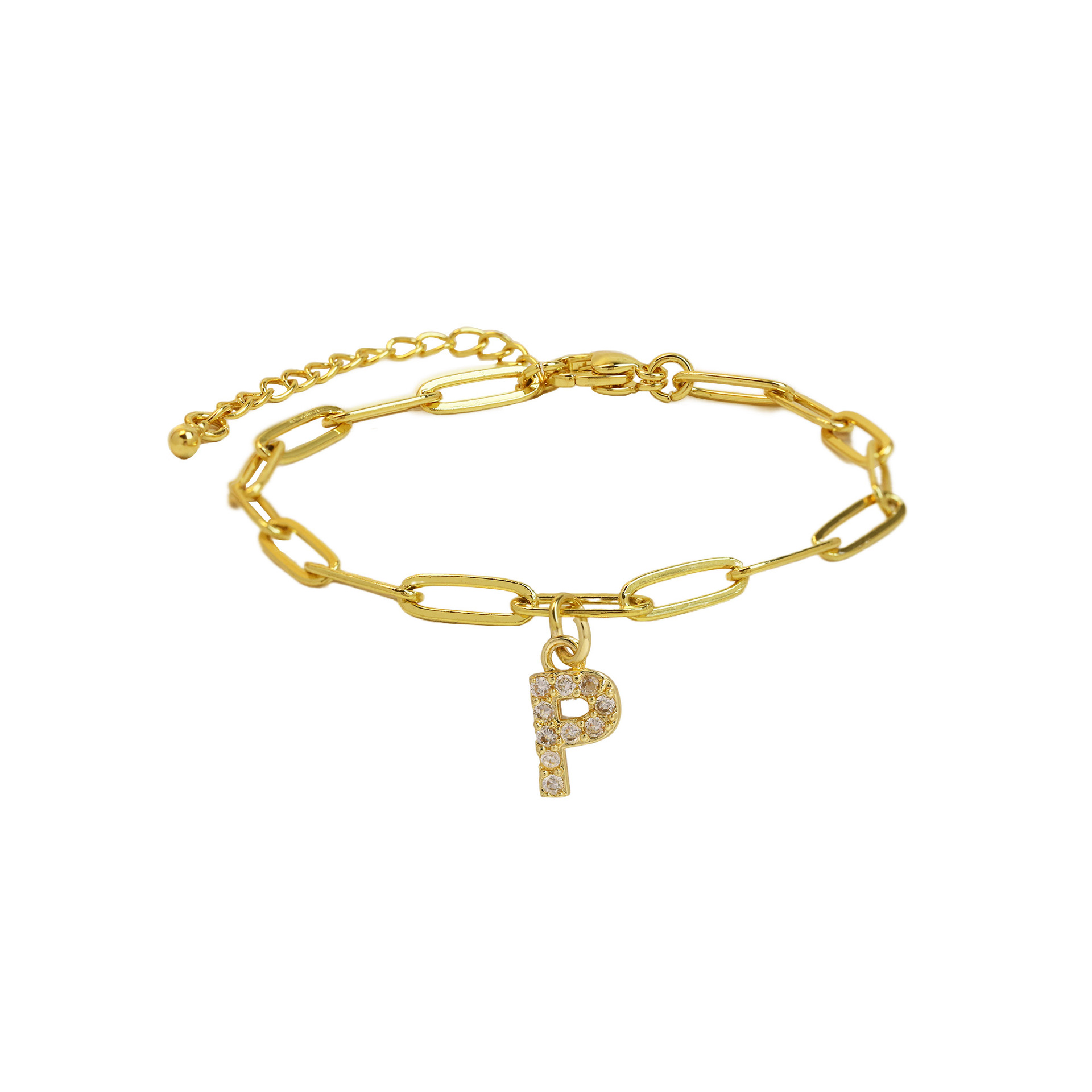 Paperclip Initial Letter Bracelet