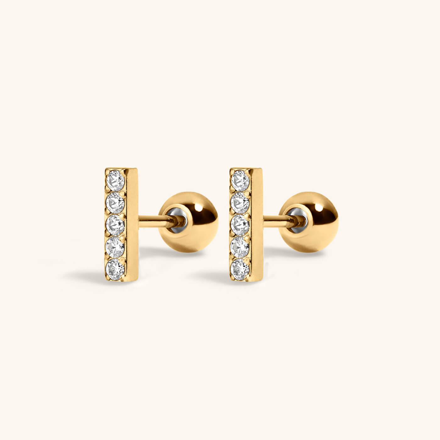 Pave Bar Studs – Gold