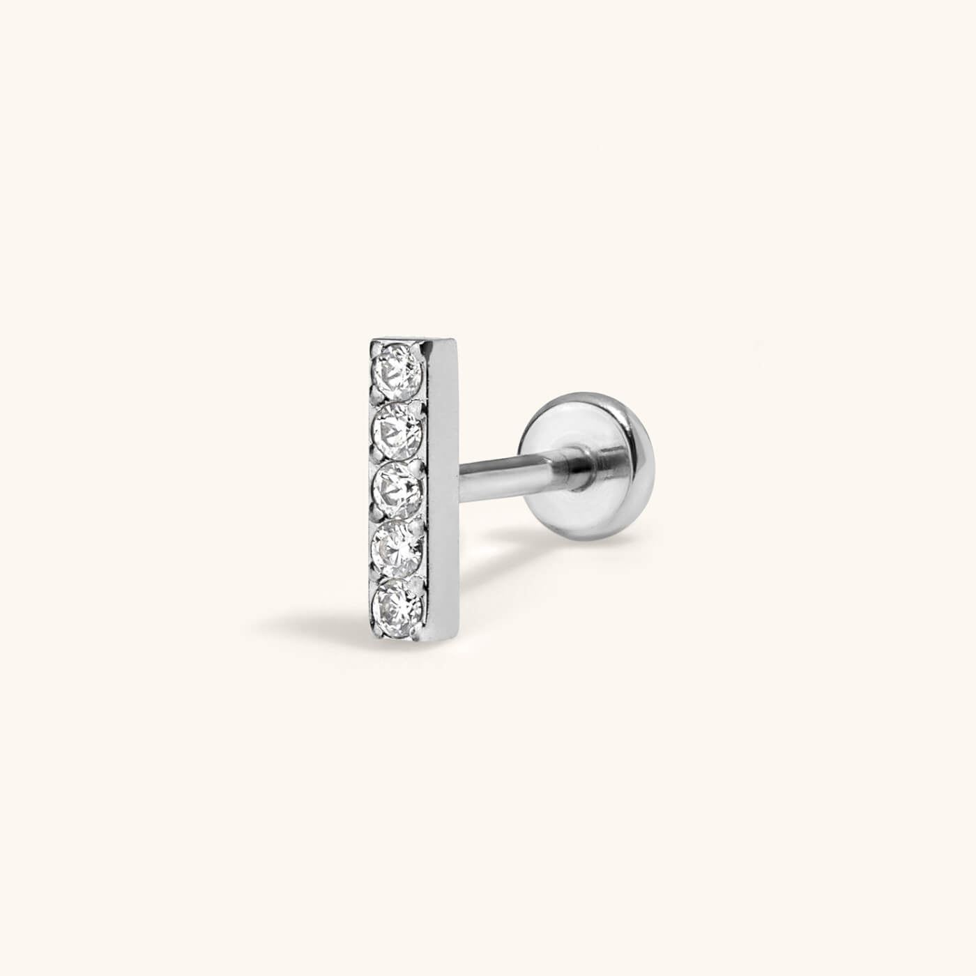 Pave Bar Push Pin Flat Back Earring
