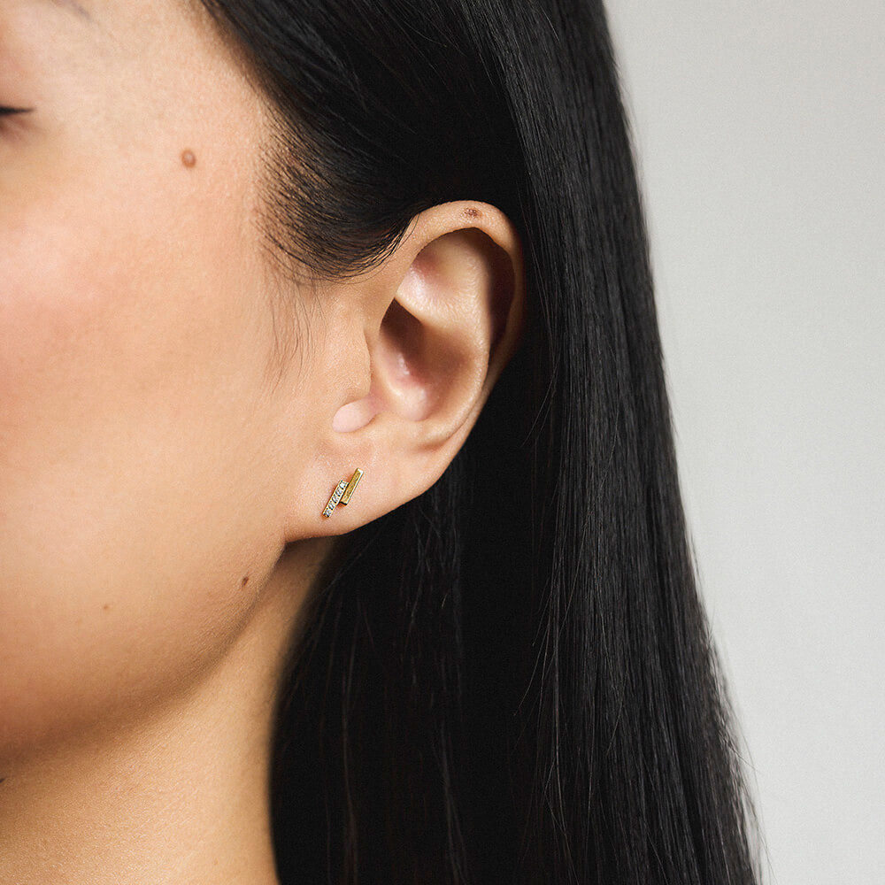 Pave Lightning Bar Nap Earrings