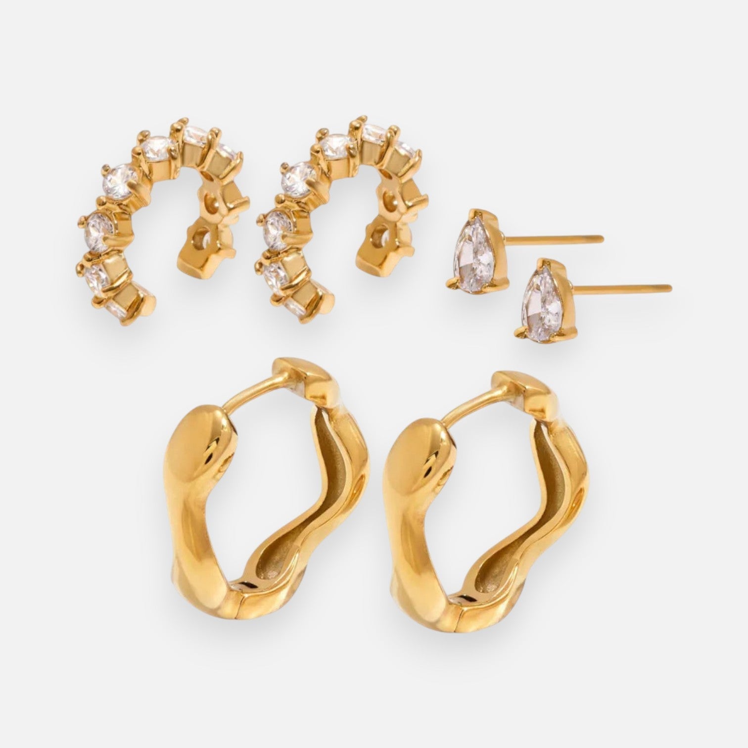 Essential Gold Earring Trio Set – 18k Yellow Gold