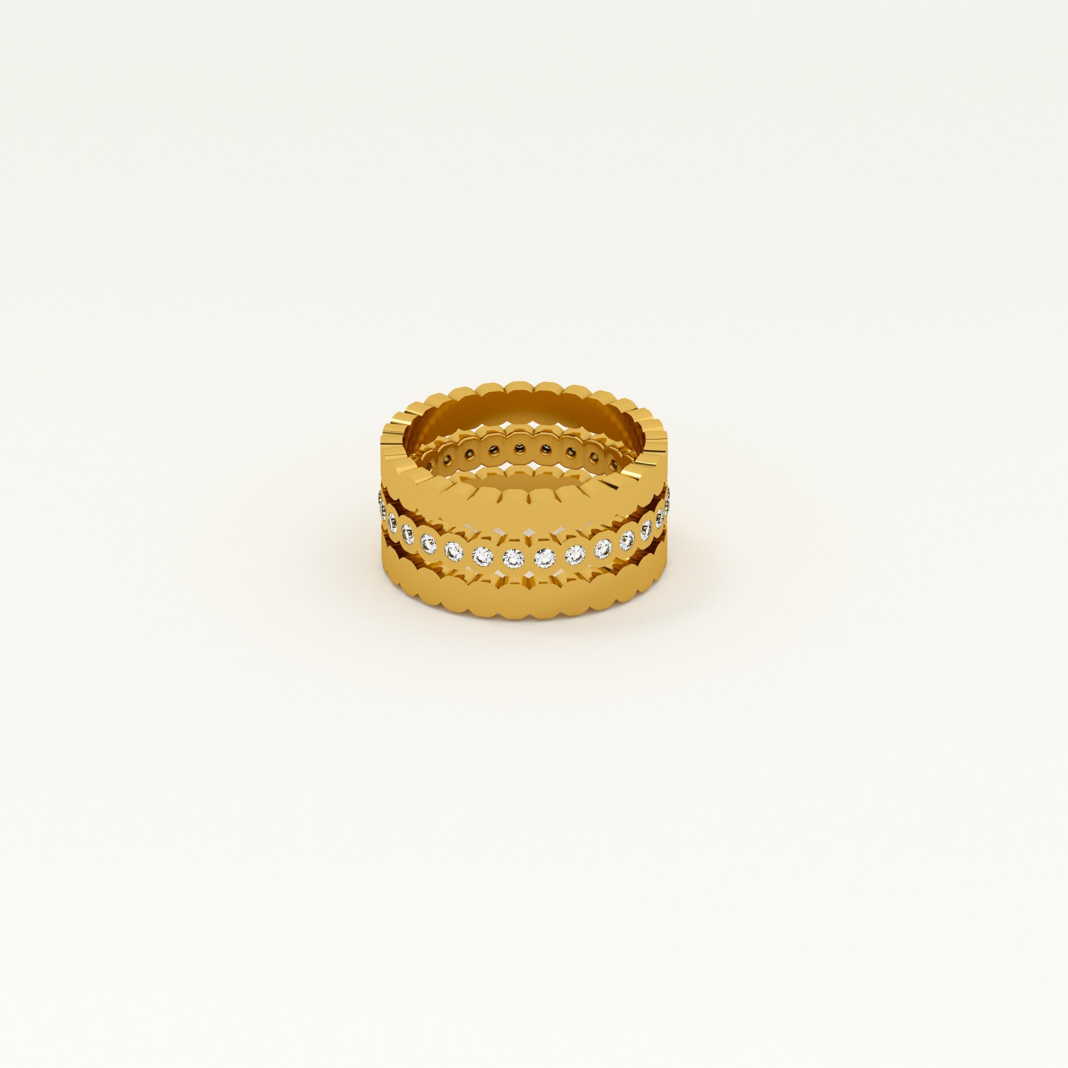 Three Piece Honeycomb Ring