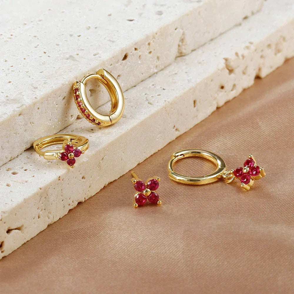Flower Hoop Earring Set