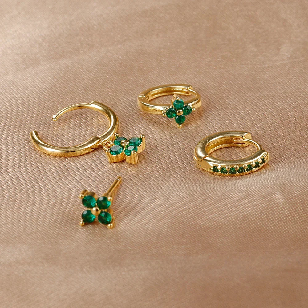 Flower Hoop Earring Set