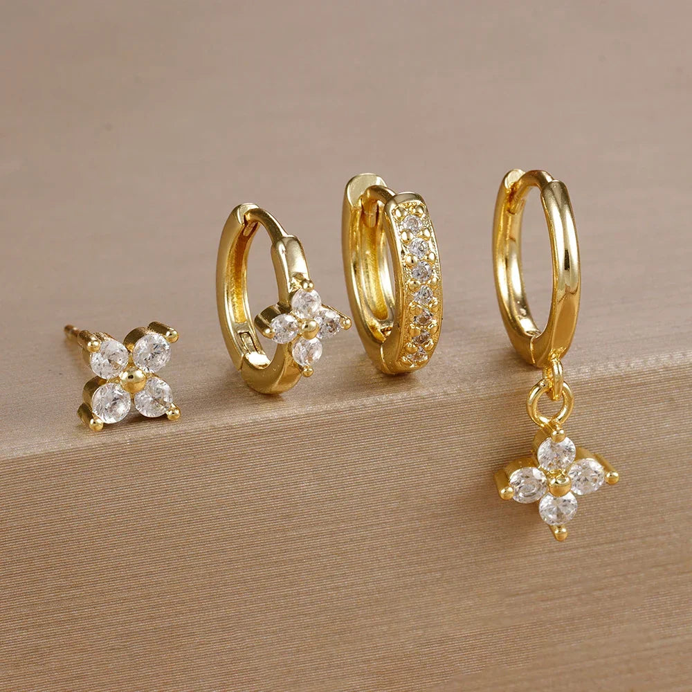Flower Hoop Earring Set