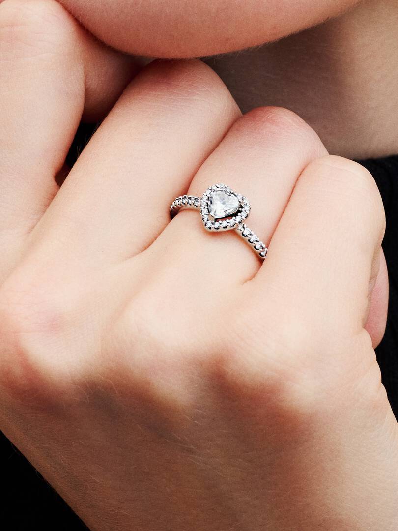 Sparkling Elevated Heart Ring