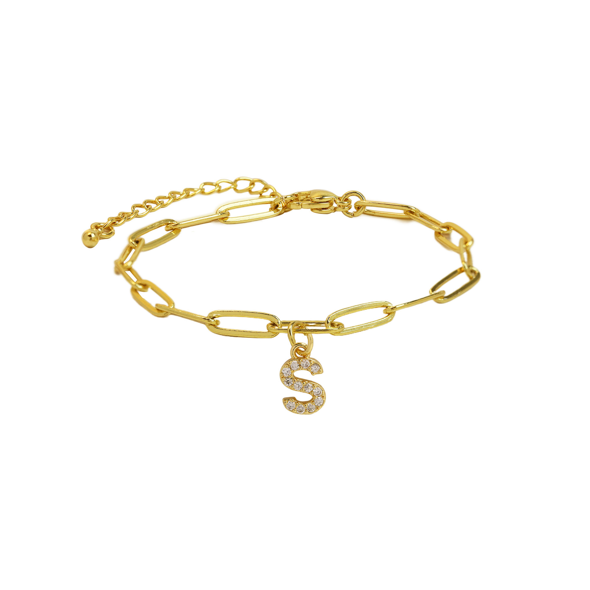 Paperclip Initial Letter Bracelet