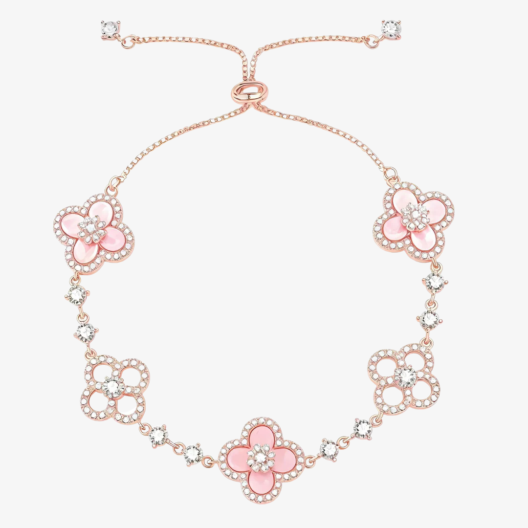 Sakura Clover Charm Bracelet – Cherry Blossom Pink
