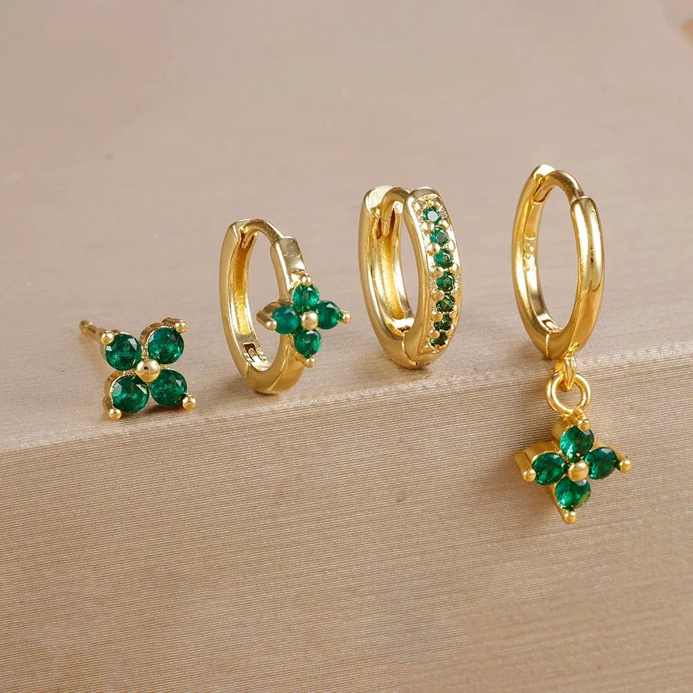 Flower Hoop Earring Set