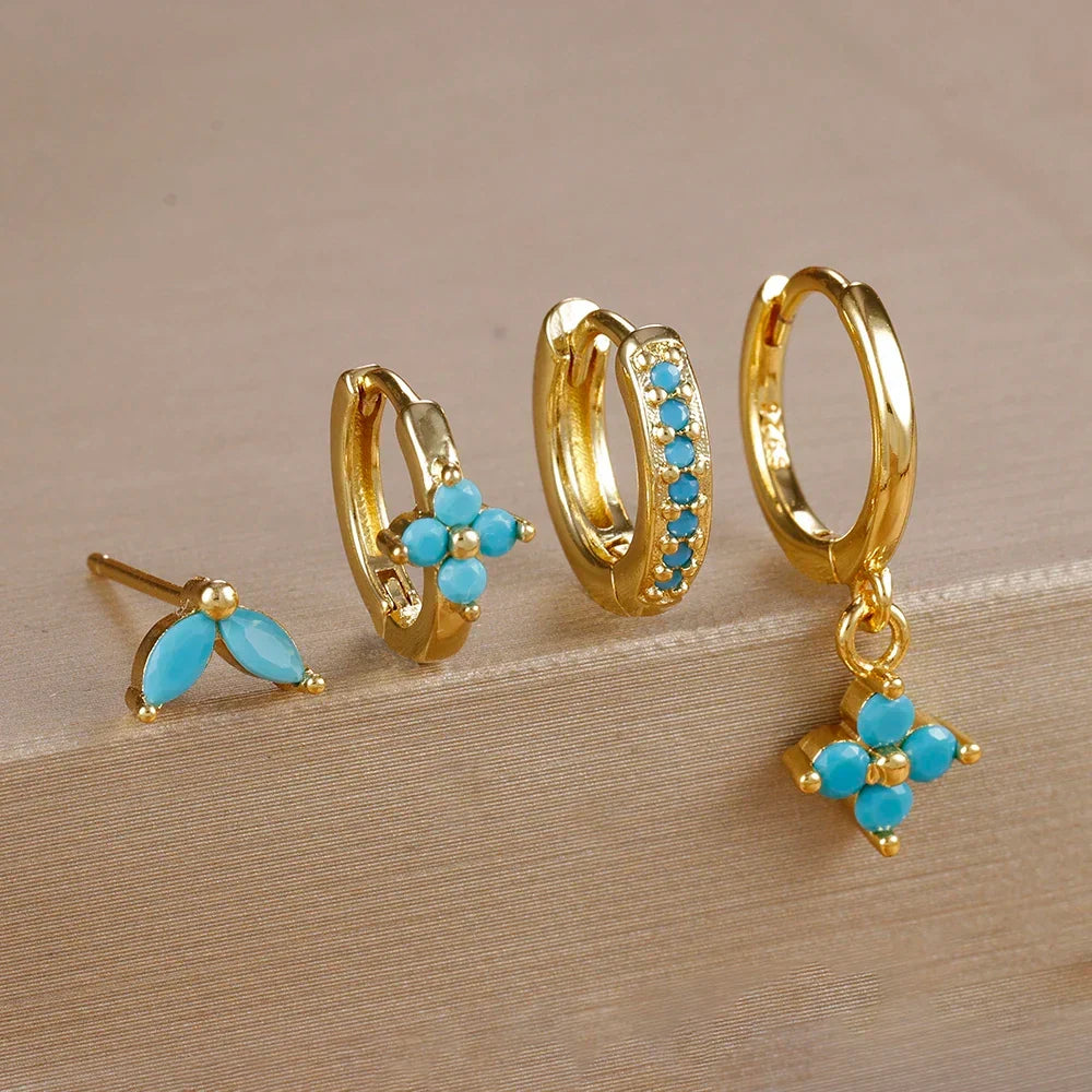 Flower Hoop Earring Set
