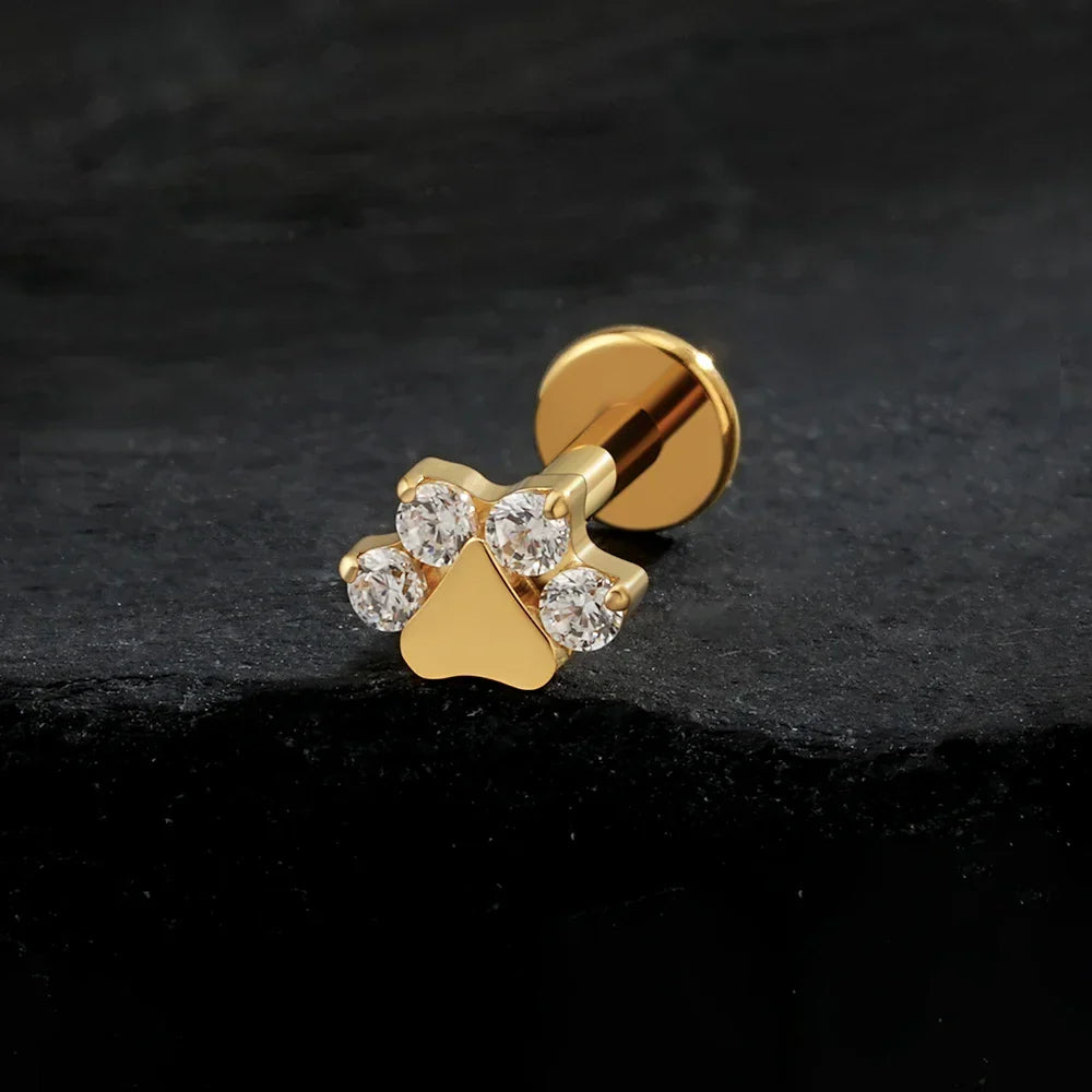 Pawlume Paw Print Cartilage Stud