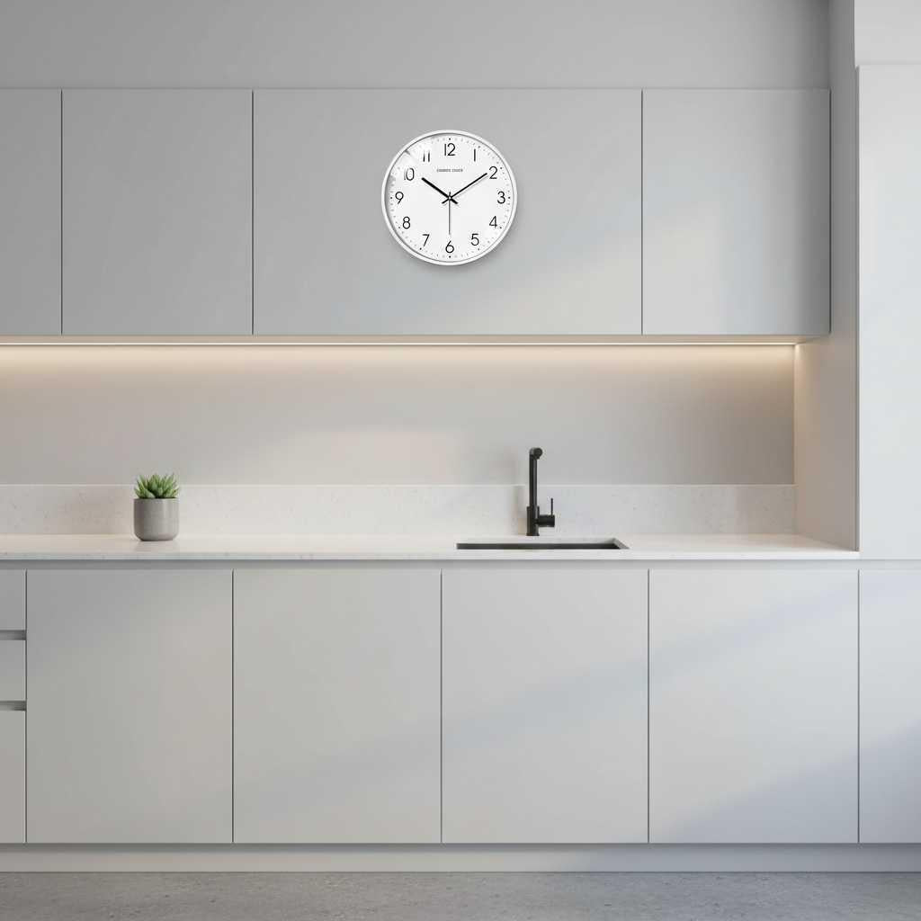Silent White Round Wall Clock | Modern Home Decor