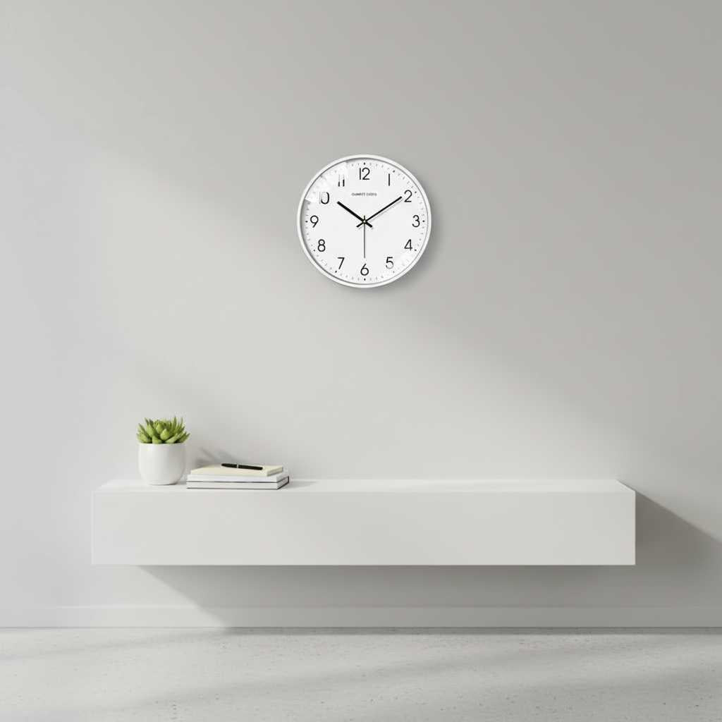 Silent White Round Wall Clock | Modern Home Decor