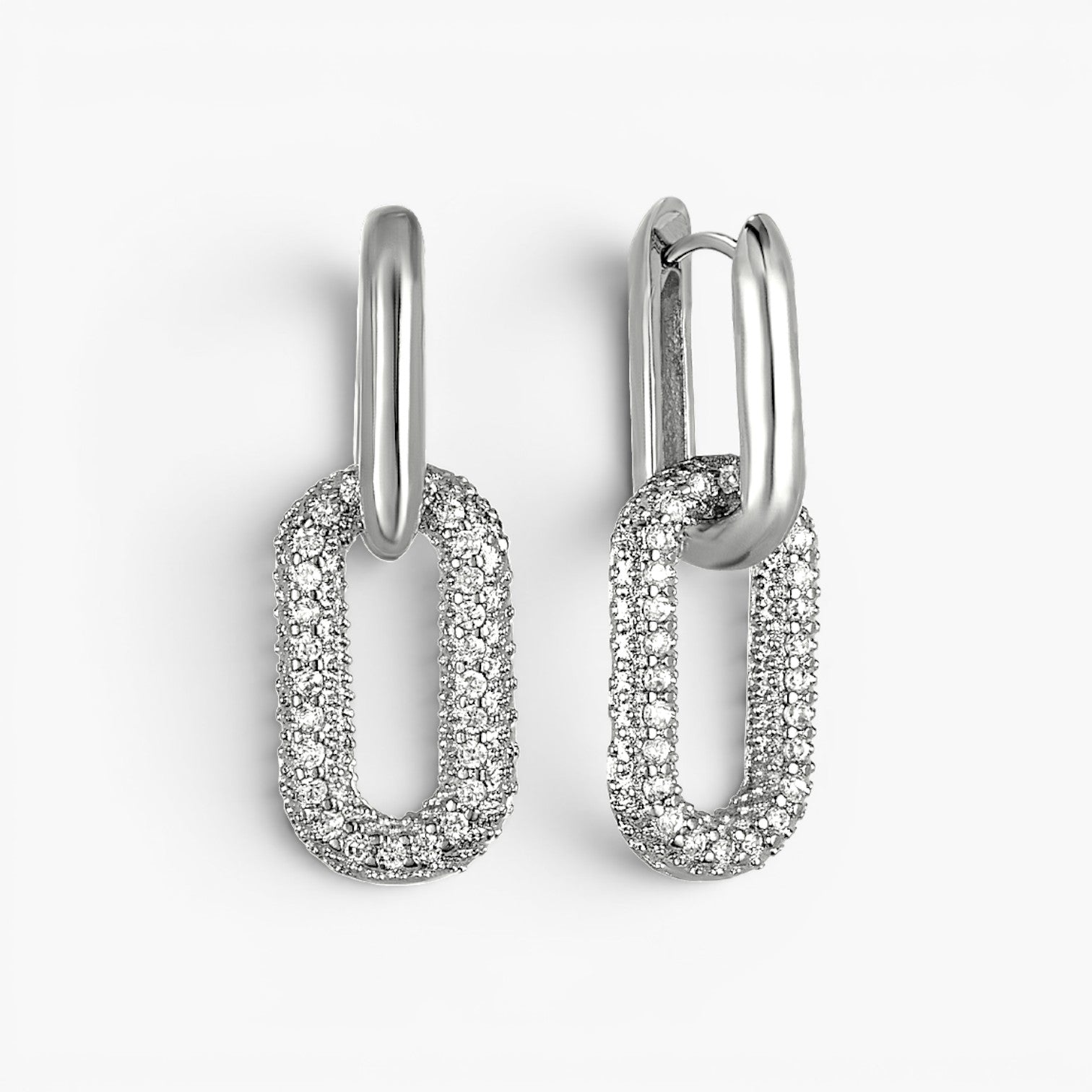 Pavé Paperclip Link Earrings