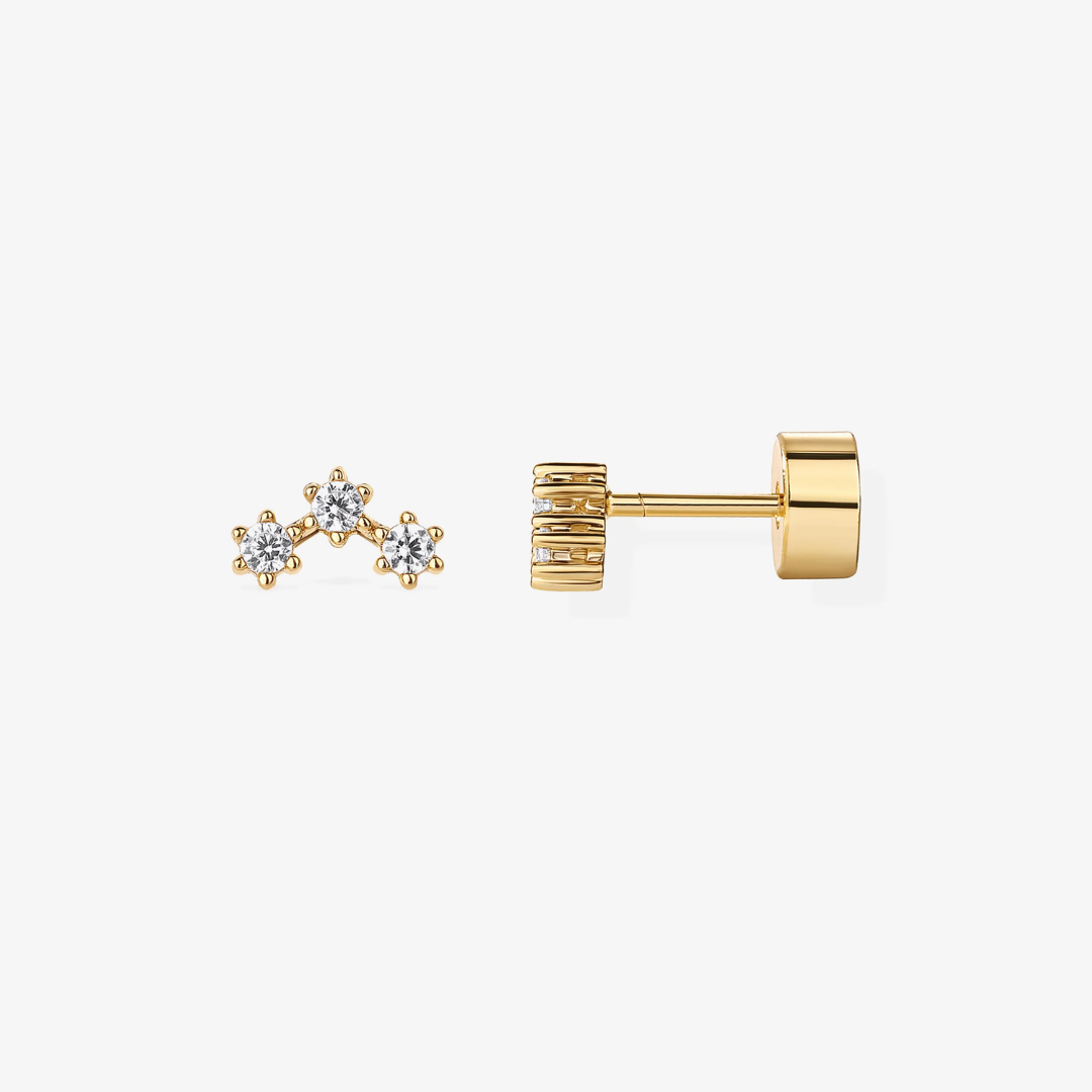 Star Cluster Flat Back Stud Earrings – Gold