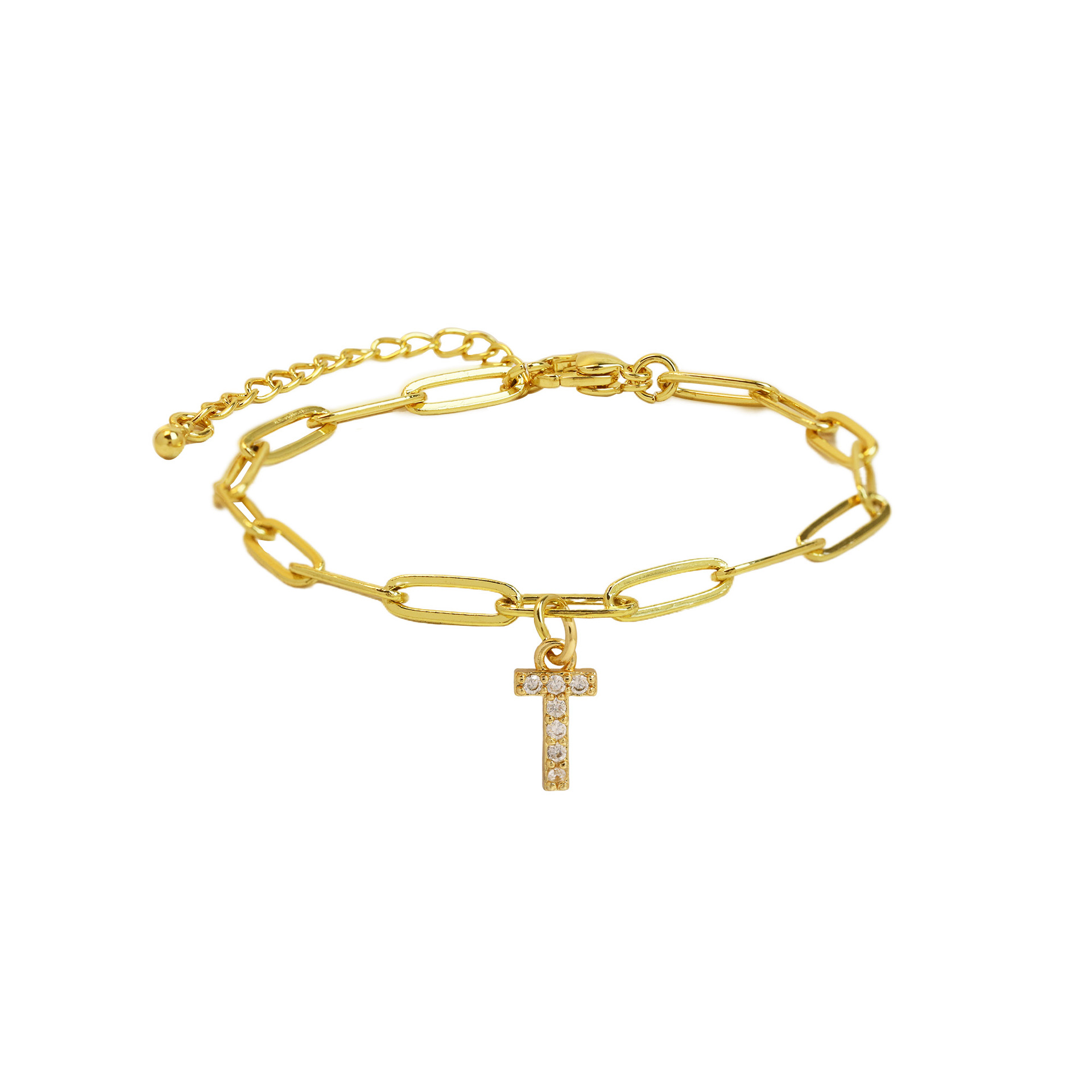 Paperclip Initial Letter Bracelet