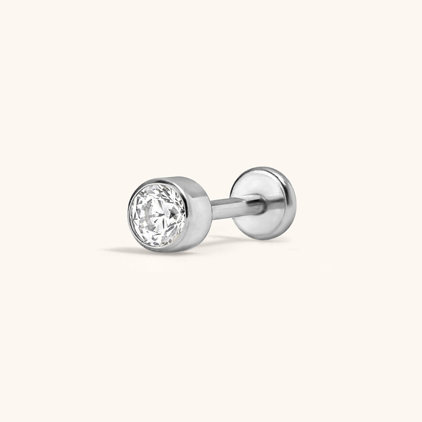 Celestial Crystal Bezel Solitaire Push Pin Flat Back Earring