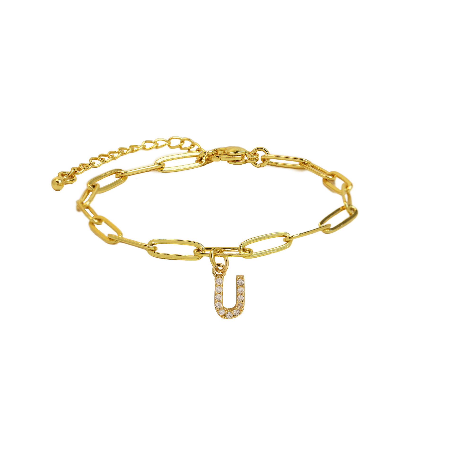 Paperclip Initial Letter Bracelet