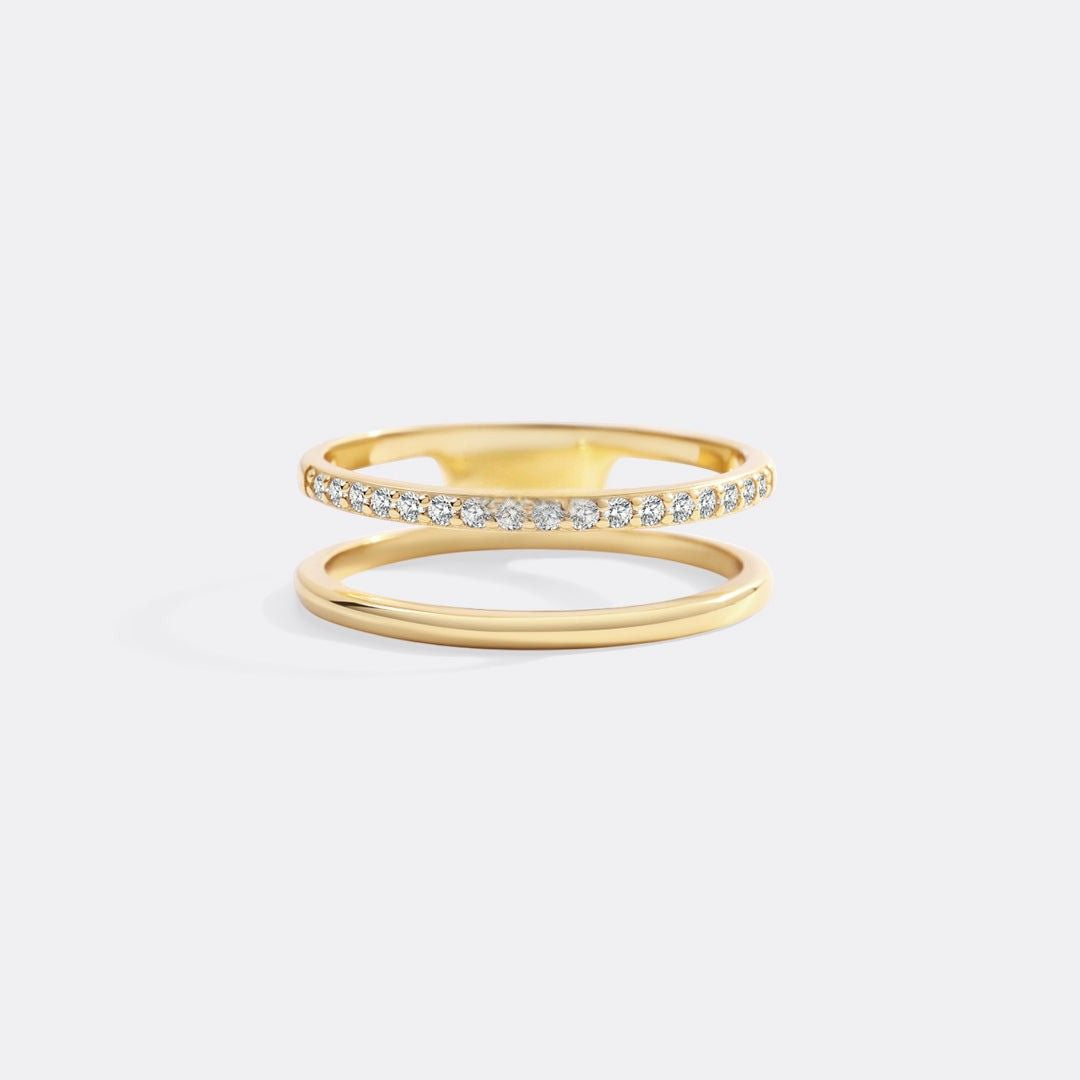 Pavé Double Band Gold Ring
