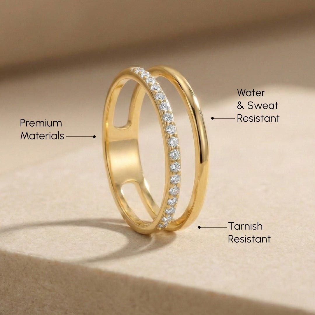 Pavé Double Band Gold Ring