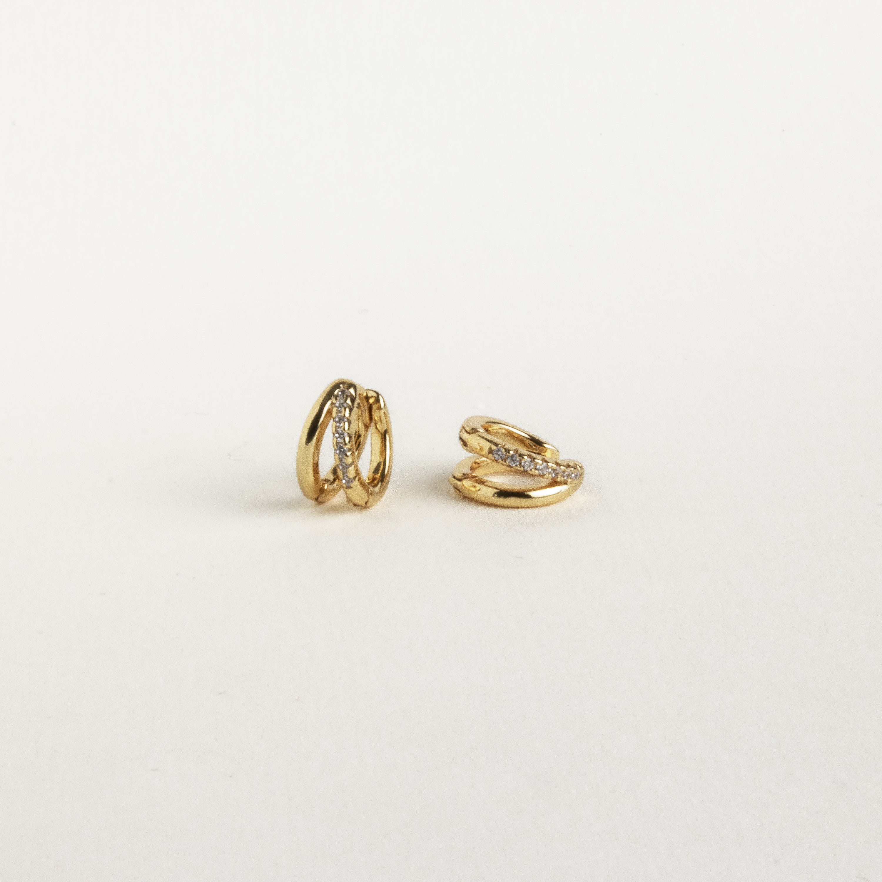 Duo Sparkle Gold Huggie Earrings