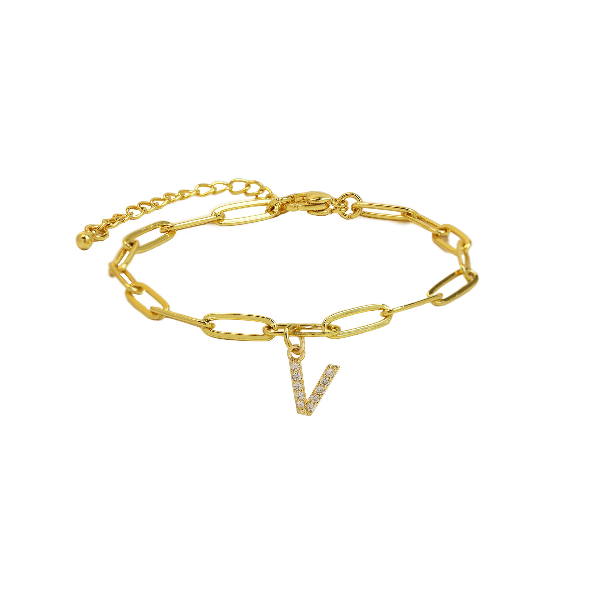 Paperclip Initial Letter Bracelet