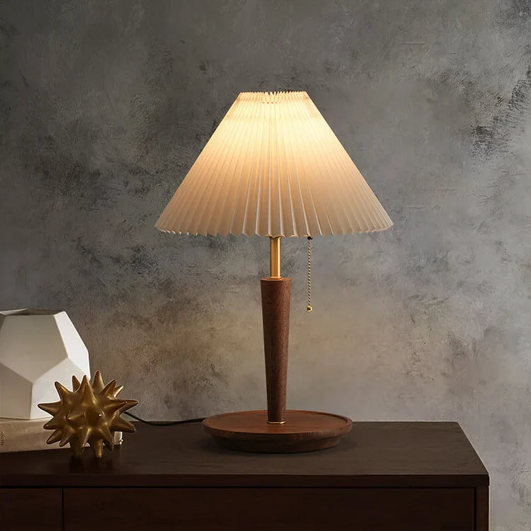 Vintage Pleated Wood Table Lamp | Bedside Table Lamps 2