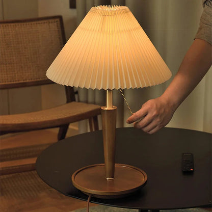 Vintage Pleated Wood Table Lamp | Bedside Table Lamps 3