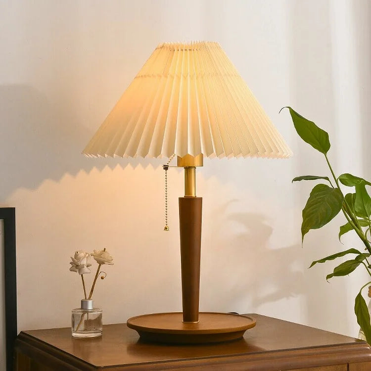 Vintage Pleated Wood Table Lamp | Bedside Table Lamps 8