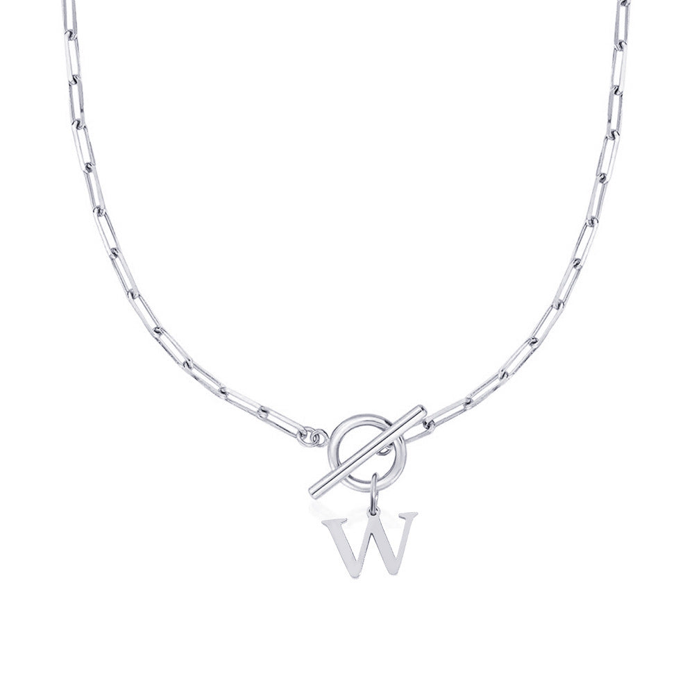 Paperclip Initial Circle Clasp Necklace