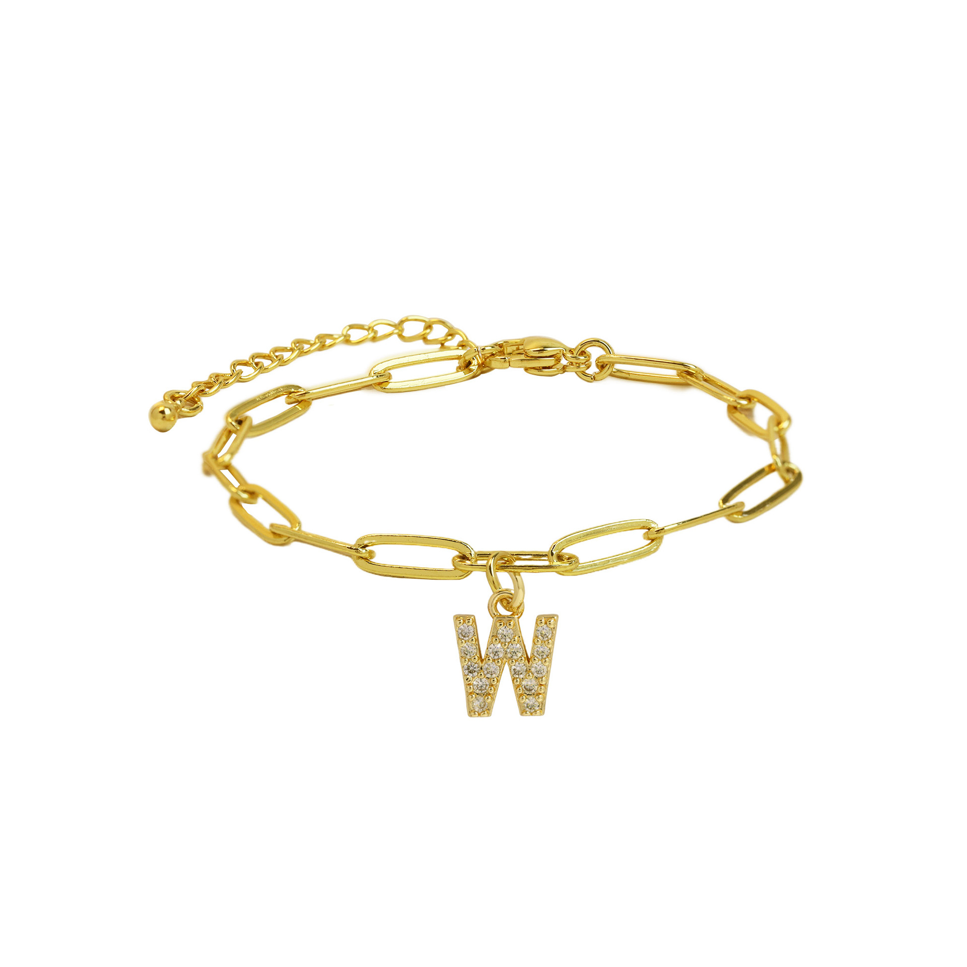 Paperclip Initial Letter Bracelet