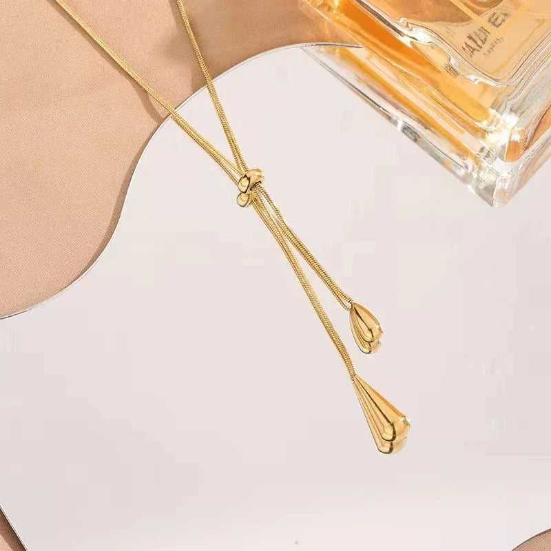 Droplet Lariat Adjustable Necklace & Earring