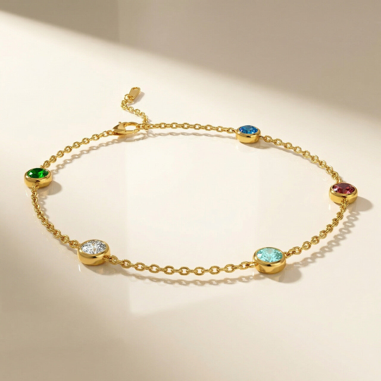 Multi Crystal Charm Bracelet