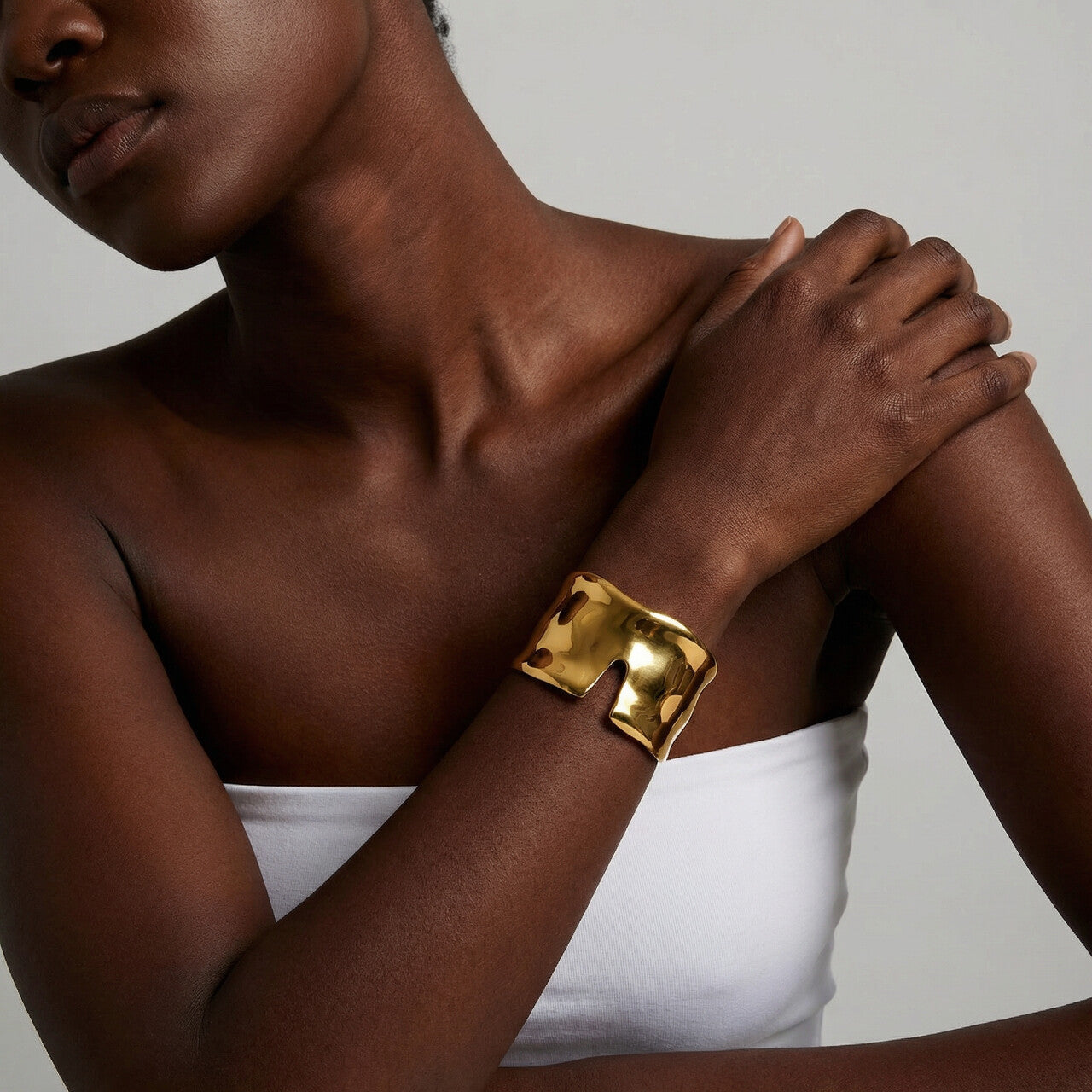 Crimped Golden Kada Bracelet