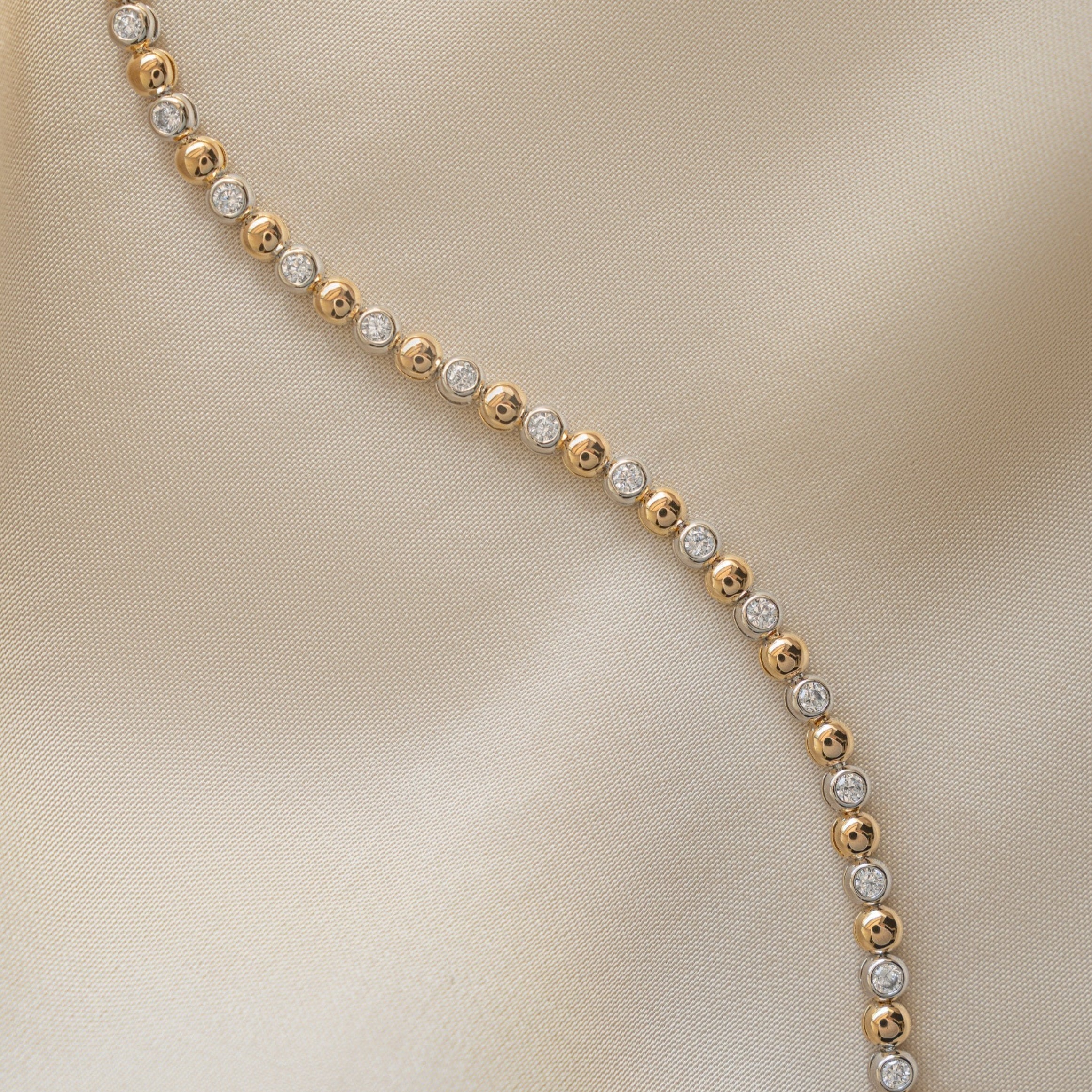 Two Tone Bead and Bezel Tennis Bracelet