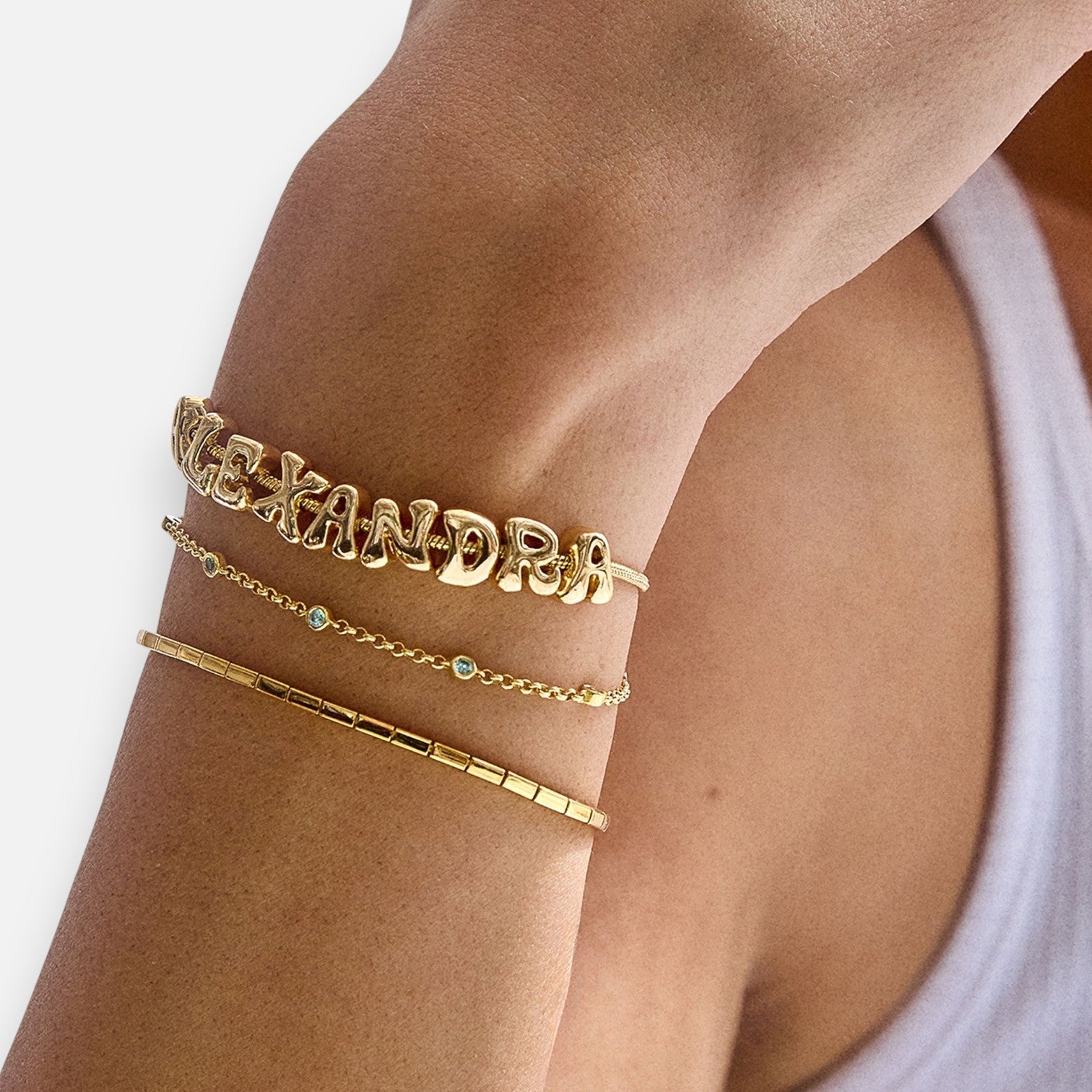 Bubble Letter Charm Bracelet