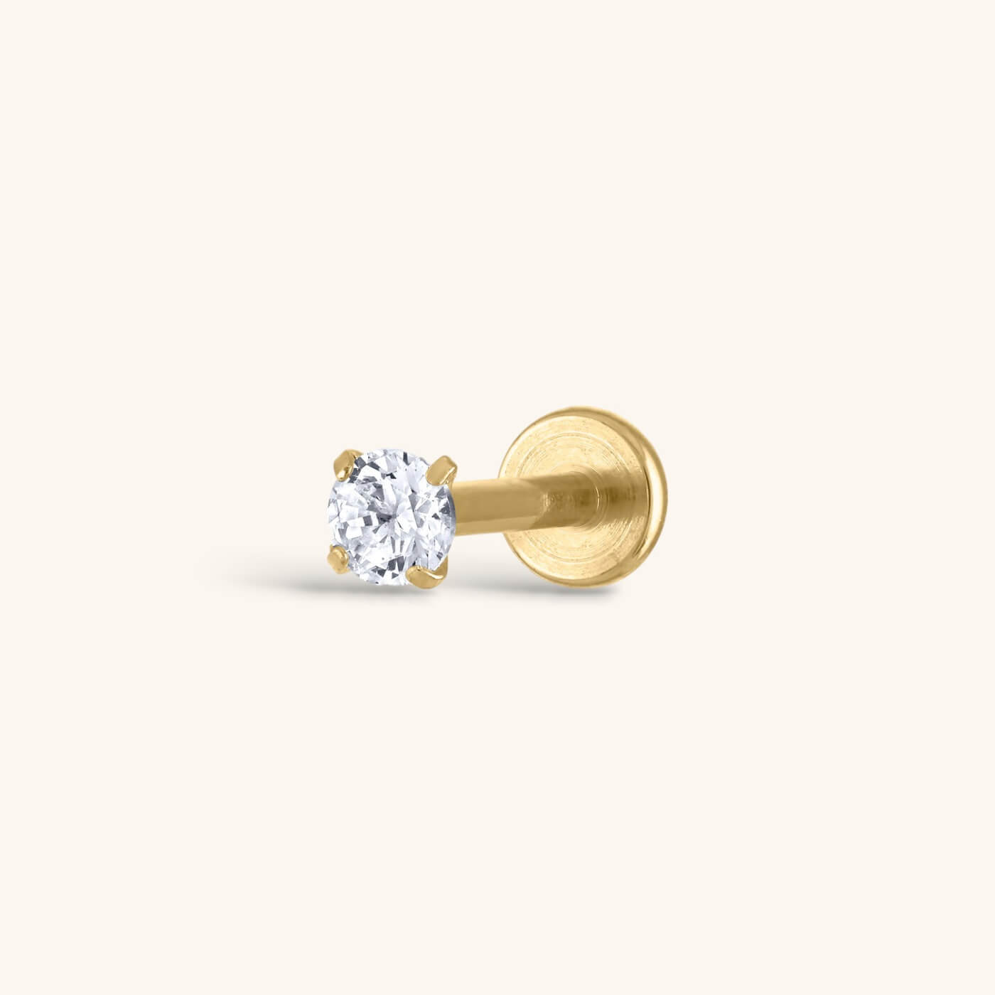 Celestial Crystal Solitaire Threaded Flat Back Earring – Titanium - Gold