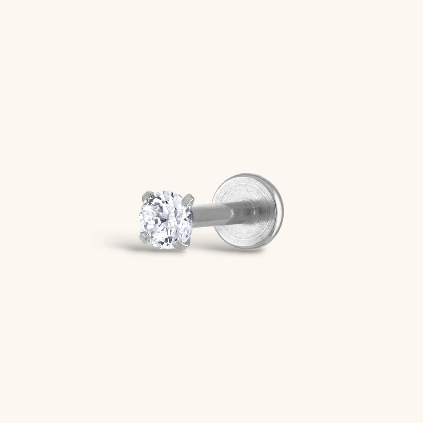 Celestial Crystal Solitaire Threaded Flat Back Earring