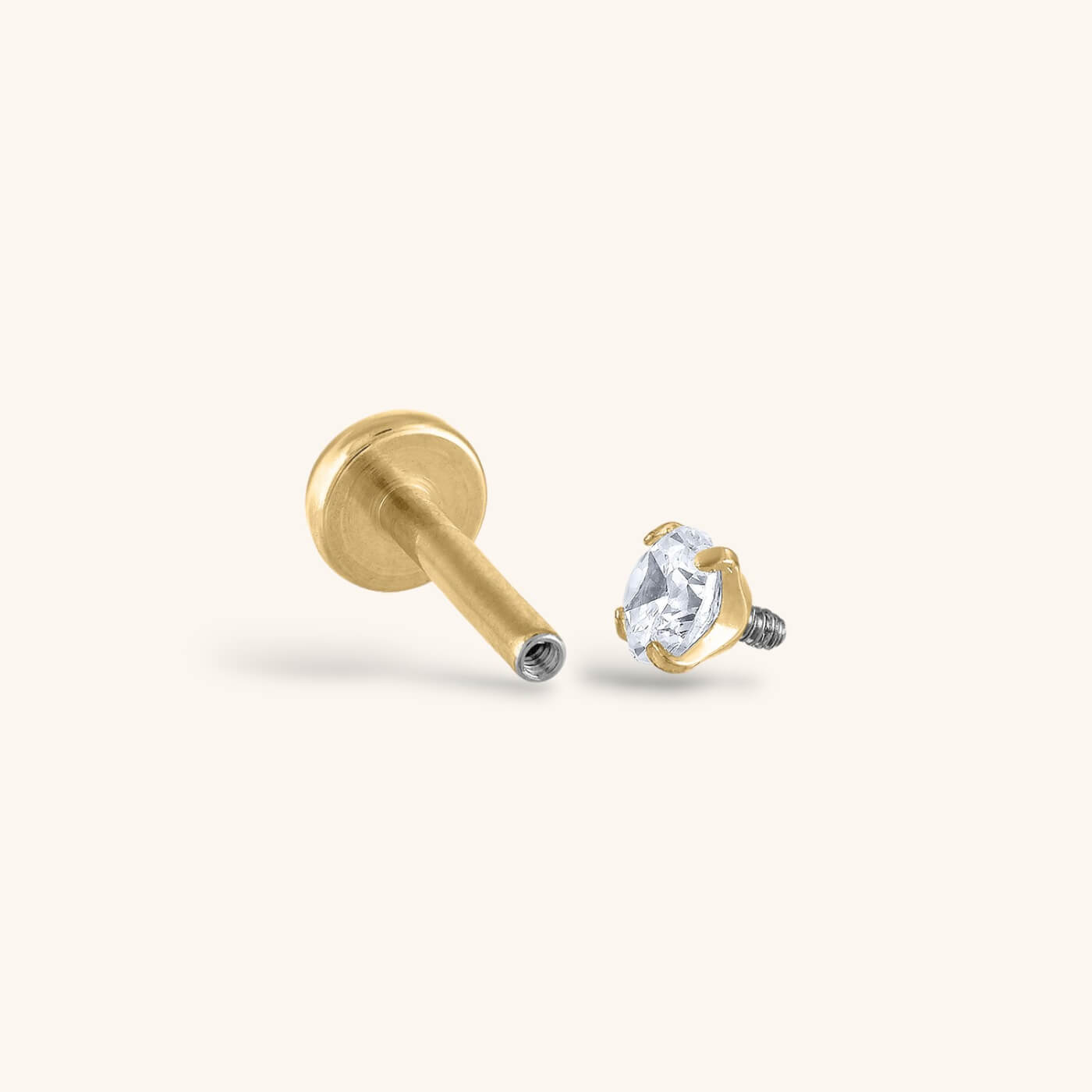 Celestial Crystal Solitaire Threaded Flat Back Earring