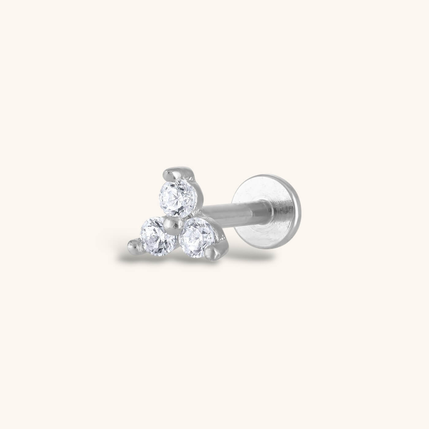 Crystal Trinity Threaded Flat Back Earring – Titanium - Gold